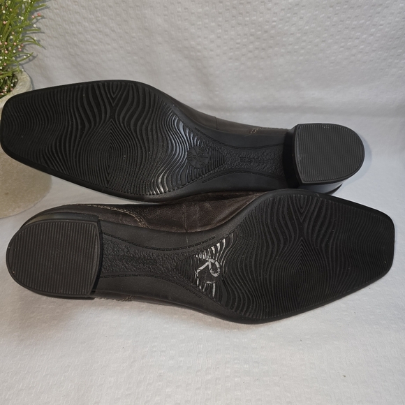 Ara Dark Brown Leather Loafers Square Toe Small Block Heel Womens9.5 - Picture 9 of 11